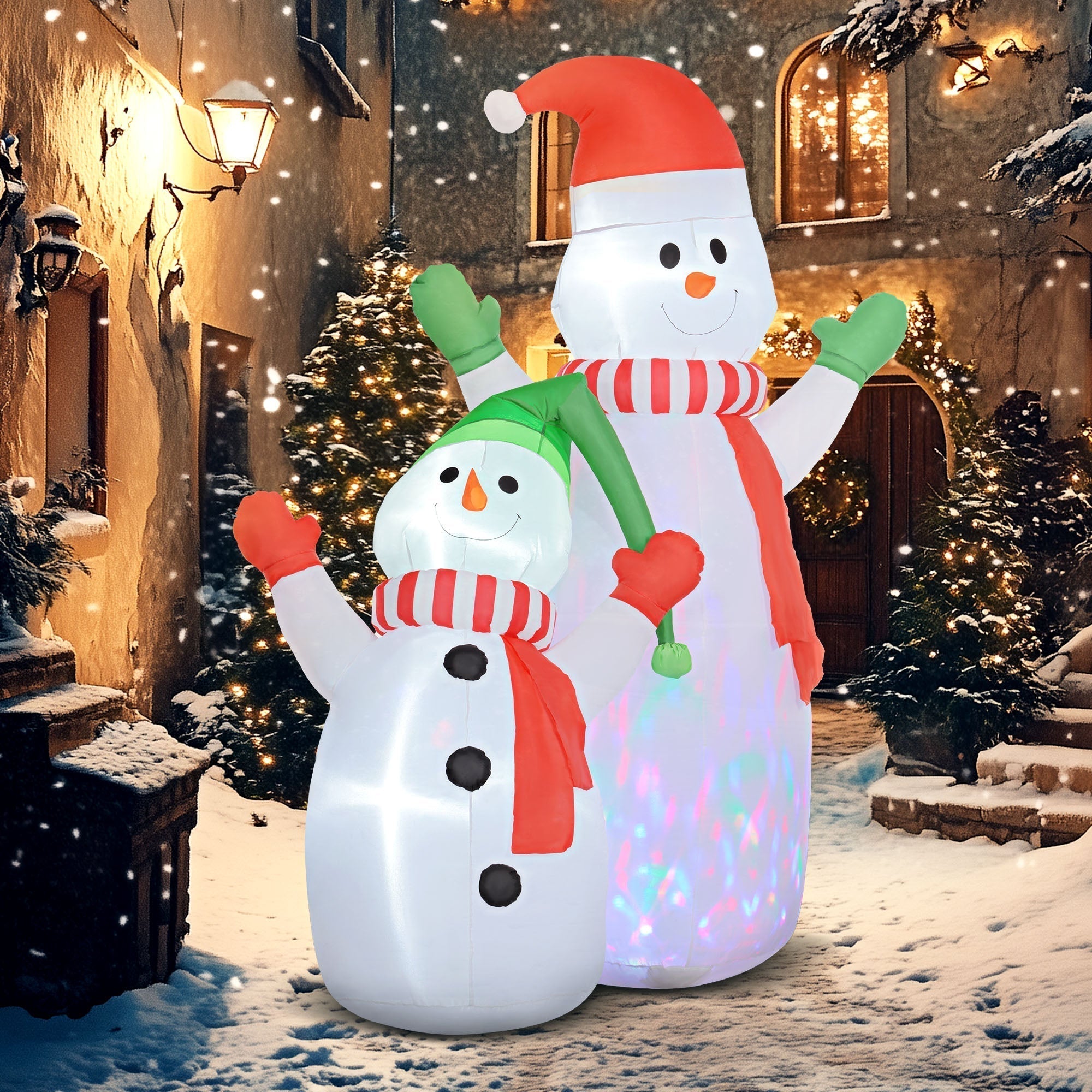 SnowGlow Opblaasbare Sneeuwfamilie – 240 cm Kerstdecoratie met LED-verlichting en ventilator