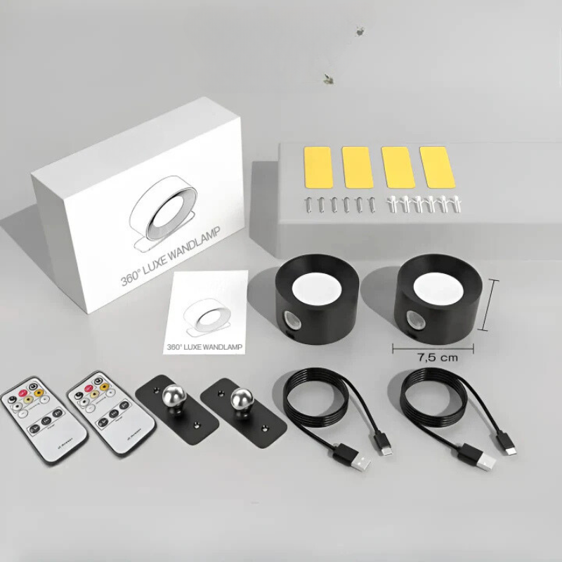 LuxeLumen Draadloze Dimbare LED Wandlamp | 360° draaibaar voor optimale verlichtingservaring