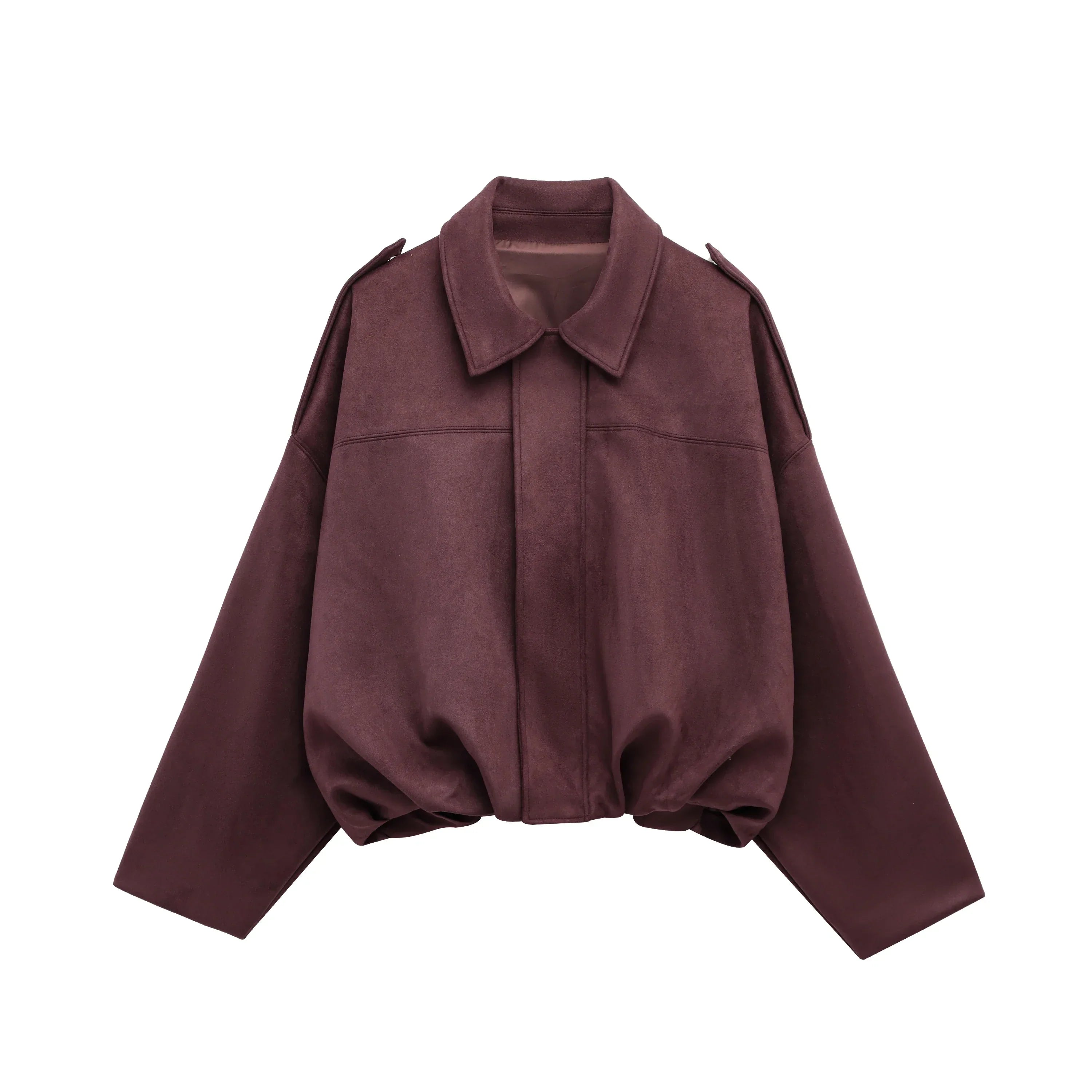 Stijlvolle Dames Suède Bomberjack – Bruin Groen Vintage Look