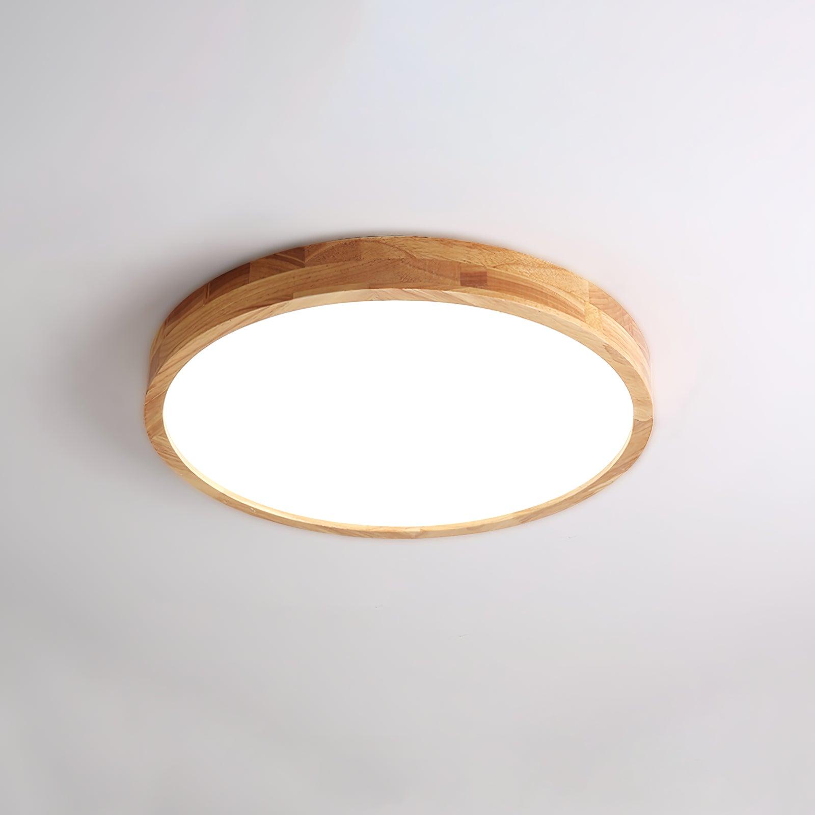 Moderne Scandinavische Ronde Houten LED Plafondlamp 1-Licht