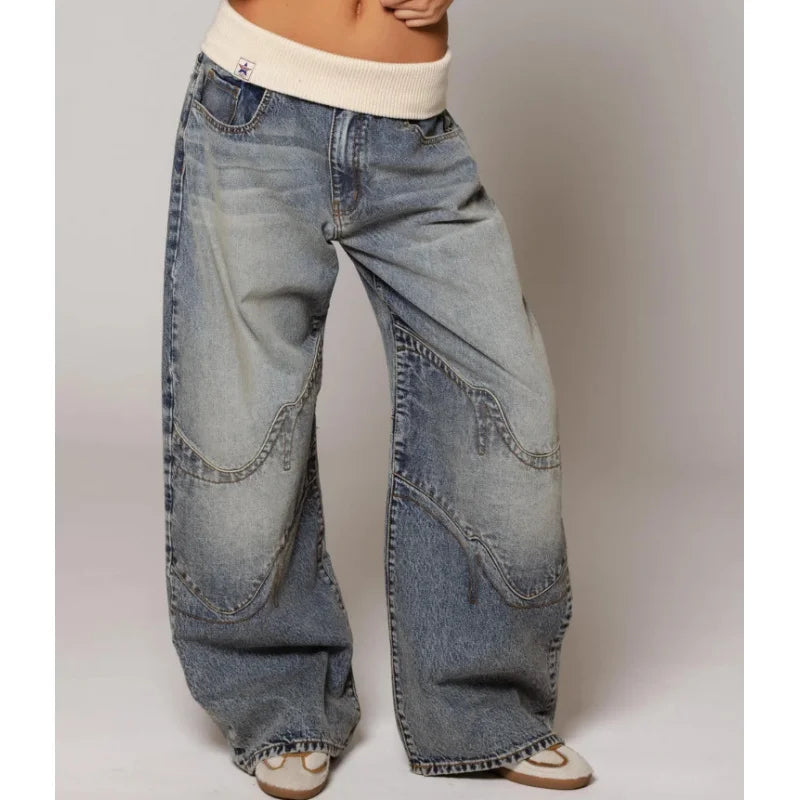 Vanessa Baggy Jeans Dames – Vintage wijde Denim-Broek