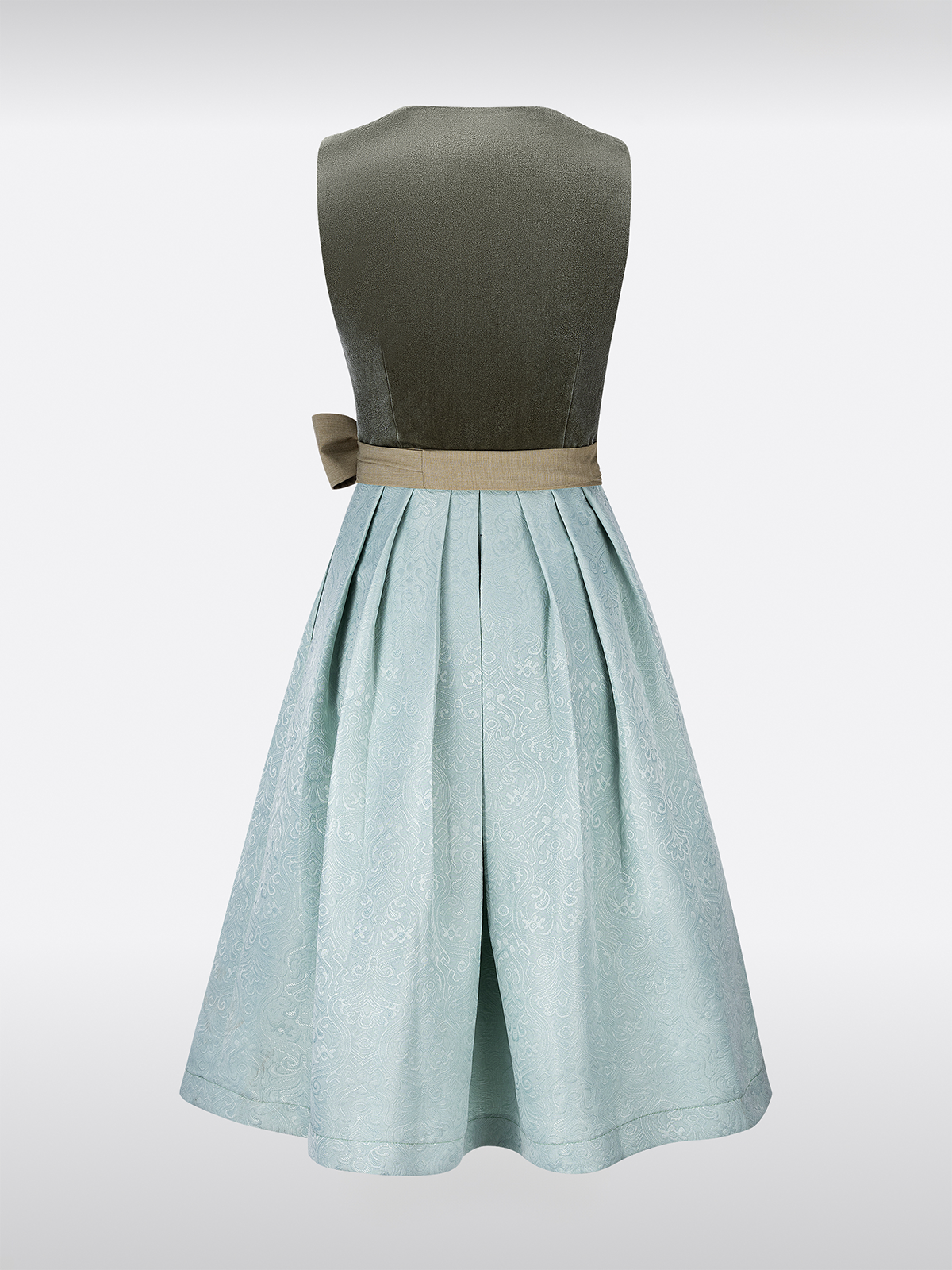 Wildleder Dirndl in Groen met Rechte Uitsnede