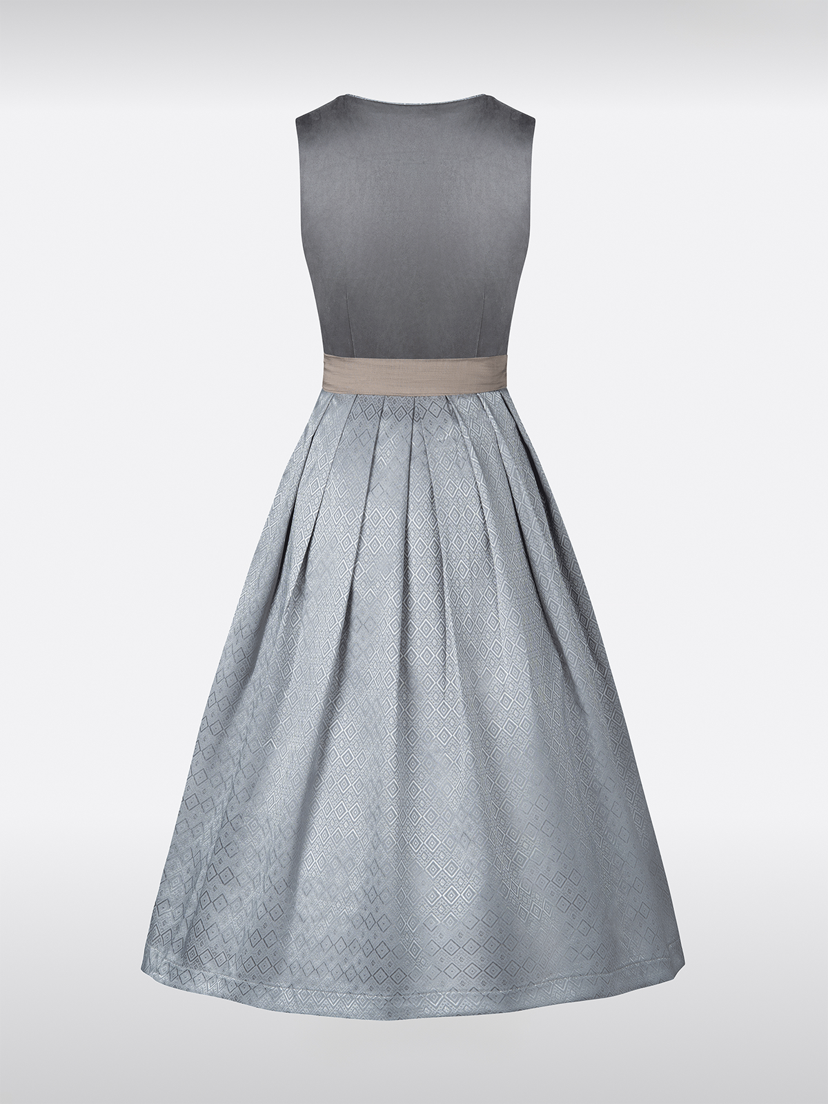 Grijze Rechte Halslijn Rechte Halslijn Gestructureerde Dirndl