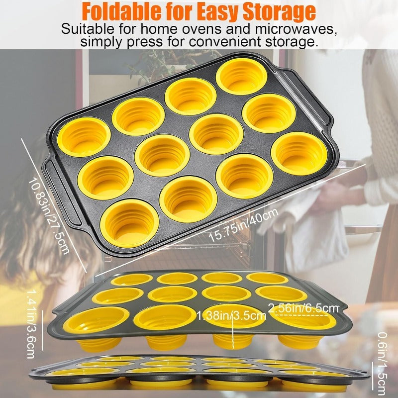 Siliconen Muffinvorm met Stevig Metalen Frame – Flexibele Bakvorm voor Muffins en Cupcakes