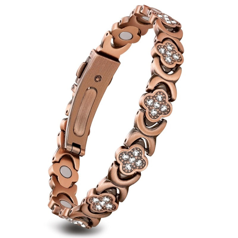 GlamClover Infinity Klaver Koper Magnetische Armband met Versteller