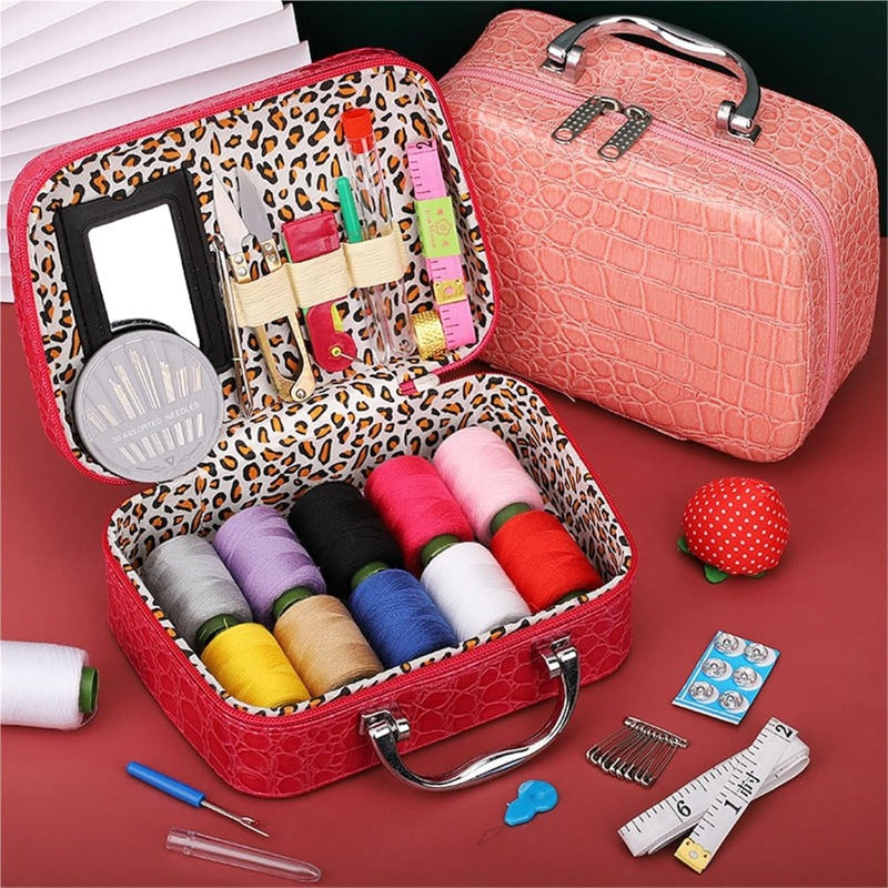 CraftVault Draagbare Naaikit in Faux Leren Tas