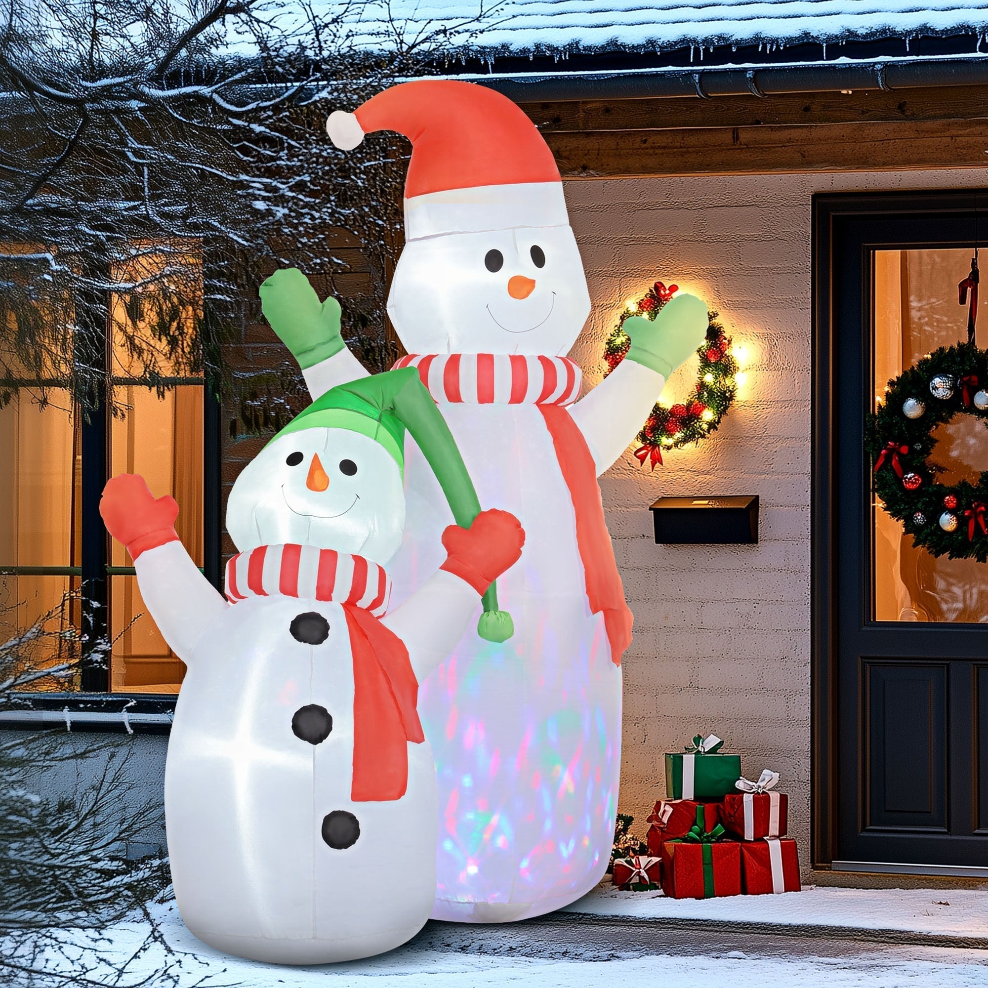 SnowGlow Opblaasbare Sneeuwfamilie – 240 cm Kerstdecoratie met LED-verlichting en ventilator