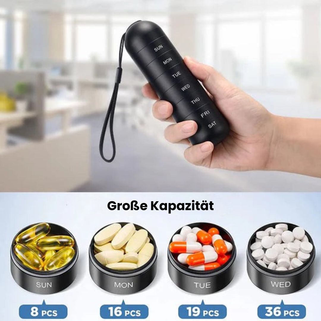 Aluminium Opbergdoos met 7 Vakjes | Reisdoos voor Tabletten & Vitaminen | AluBox
