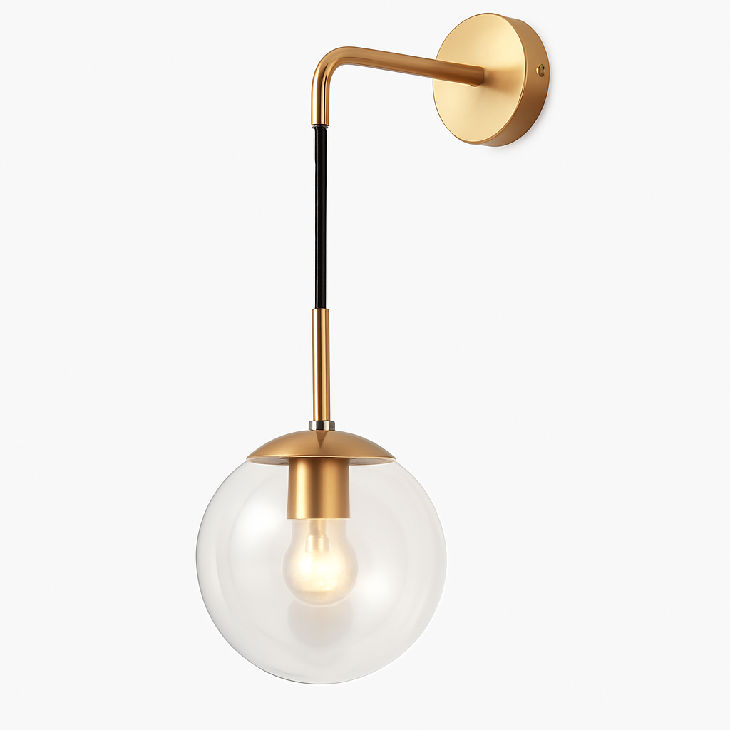 Wandlamp met hangende glazen bol