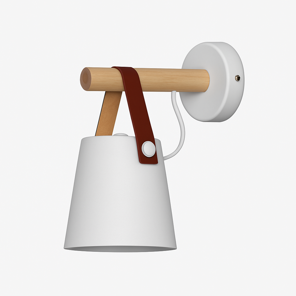 Wandlamp van hout met hangende kap