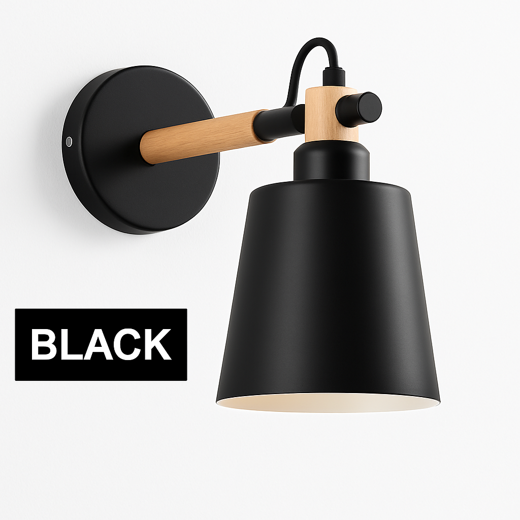 Wandlamp LED van hout en metaal in Nordic-stijl