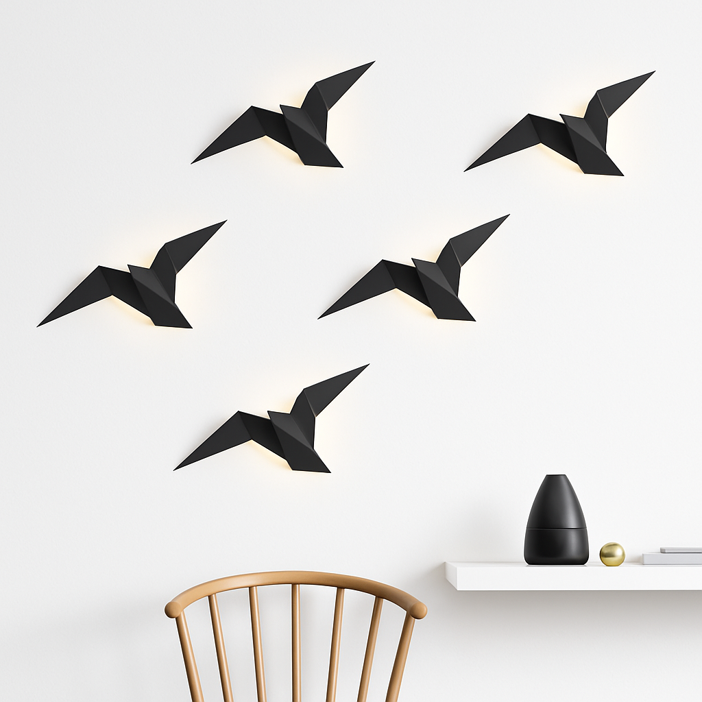 Moderne LED-Wandlamp Vogel in Origami-stijl Naila