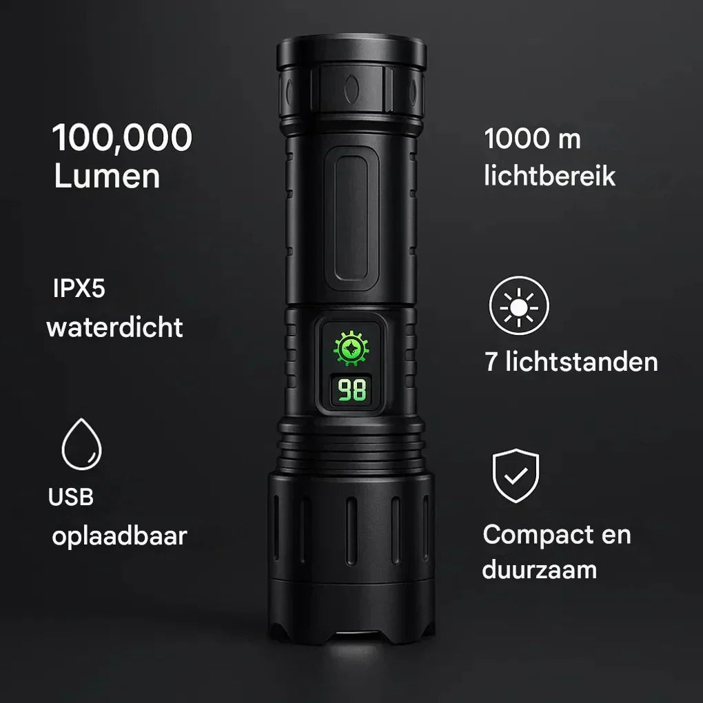 UltraSterke Nachtzicht Zaklamp Pro – Oplaadbare Aluminiumlamp
