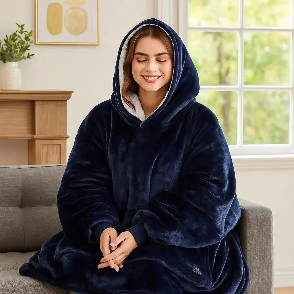 USB Verwarmde Hoodie Deken – Zachte Elektrische Draagdeken voor Gezellig Thuiscomfort