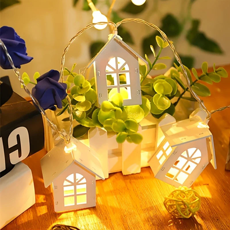 LED Kerstverlichting met Minihuisjes – Decoratieve Lichtslinger voor Binnen