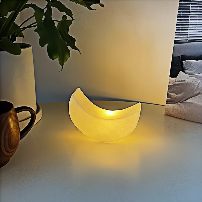 Halvemaan Nachtlamp in Art Deco Stijl – Batterijgevoed met Schakelaar