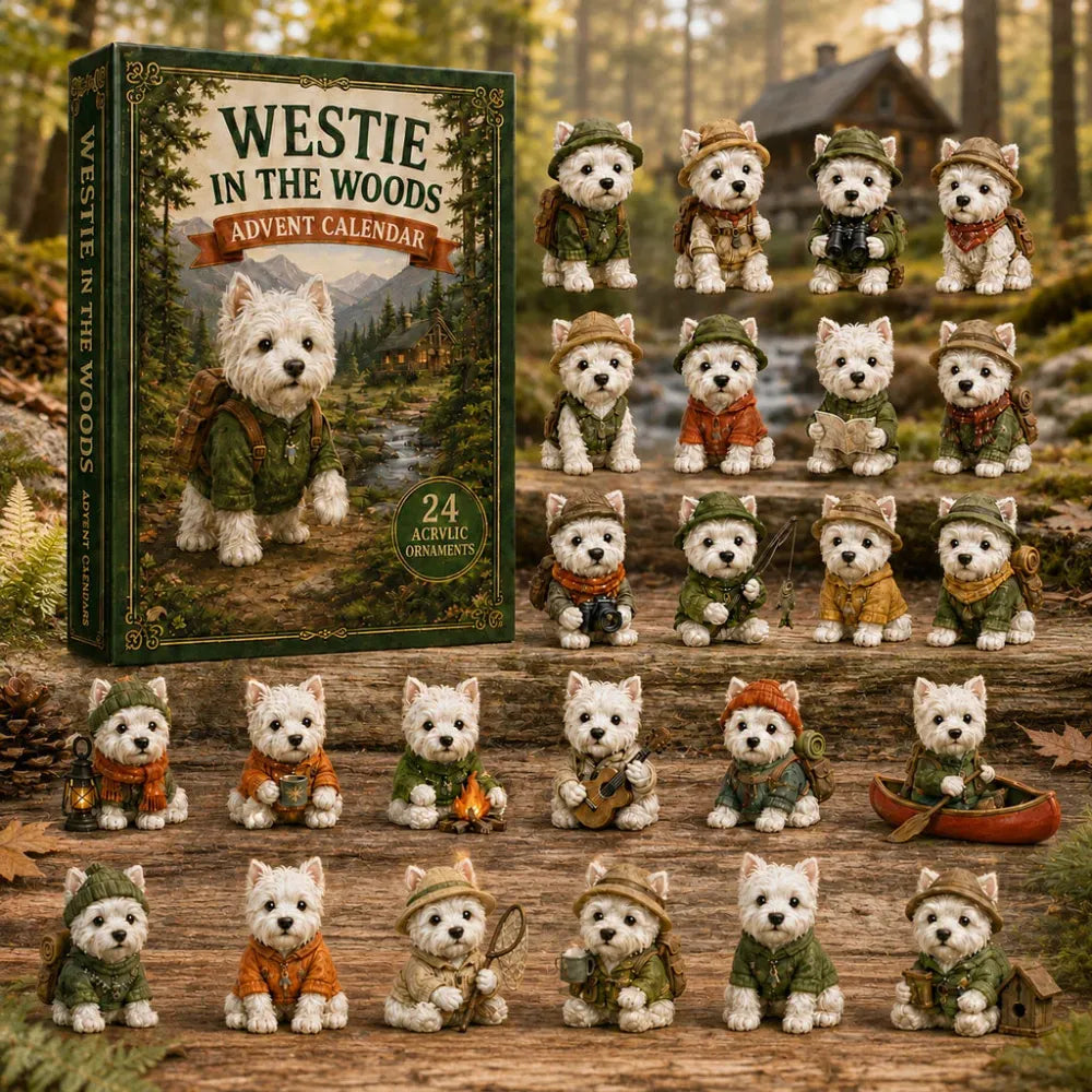 🐶2D Westie In The Woods Adventskalender 2026 - 24-Daagse Feestelijke Aftelling - Cadeau Voor Hondenliefhebbers