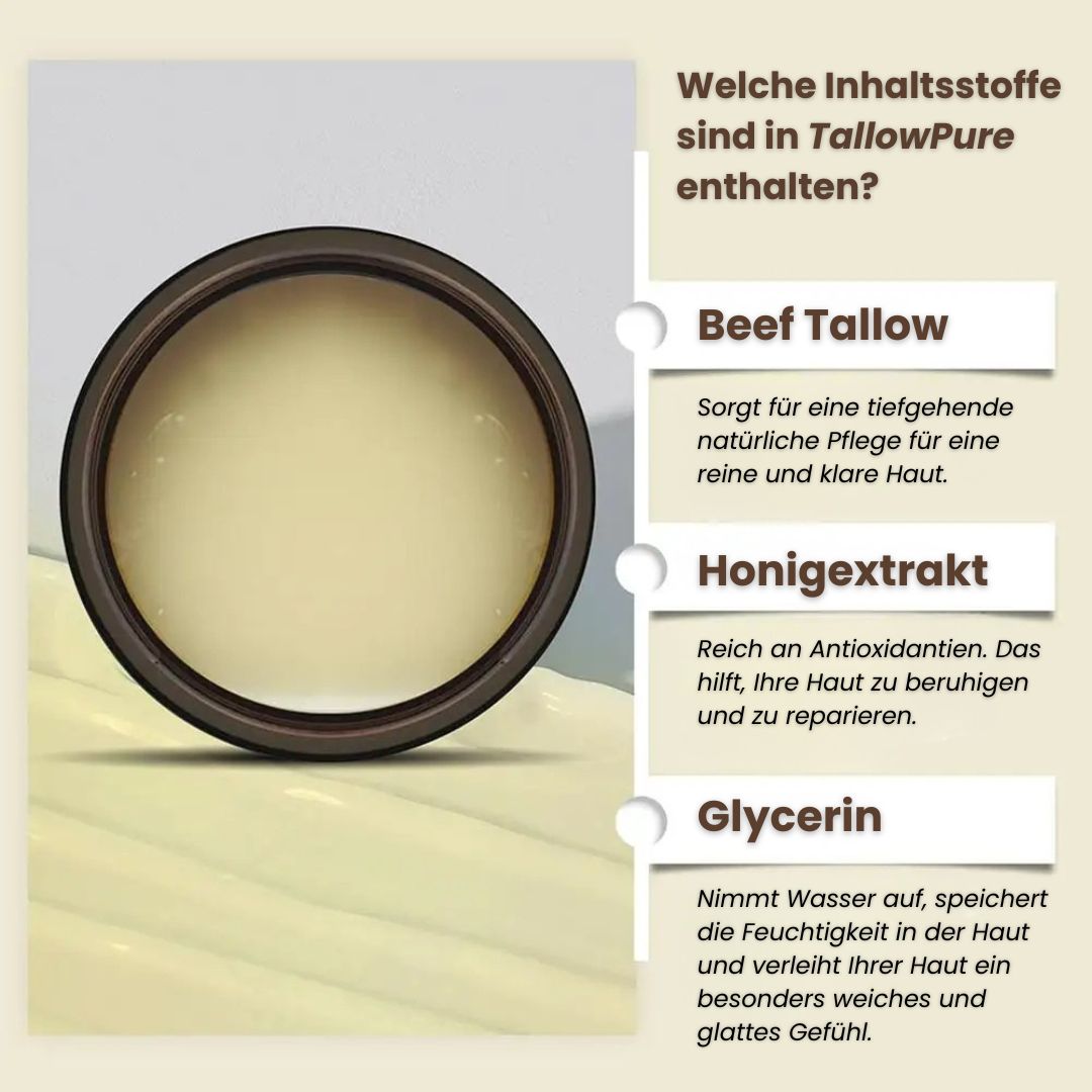 Rundvet Crème | Crème voor natuurlijke huidverzorging | Hydratatiecrème voor gezicht en lichaam | TallowPure