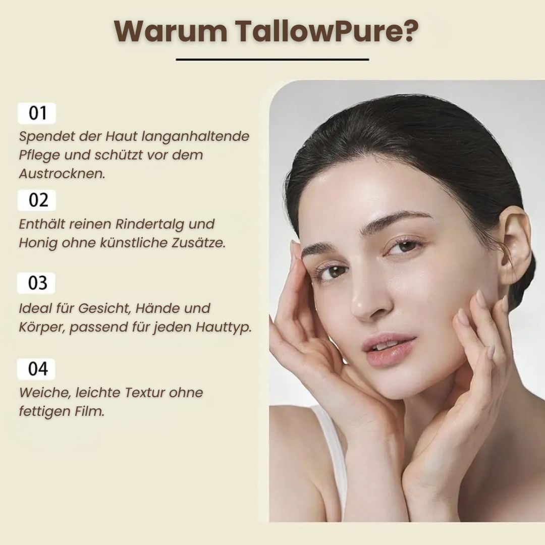 Rundvet Crème | Crème voor natuurlijke huidverzorging | Hydratatiecrème voor gezicht en lichaam | TallowPure