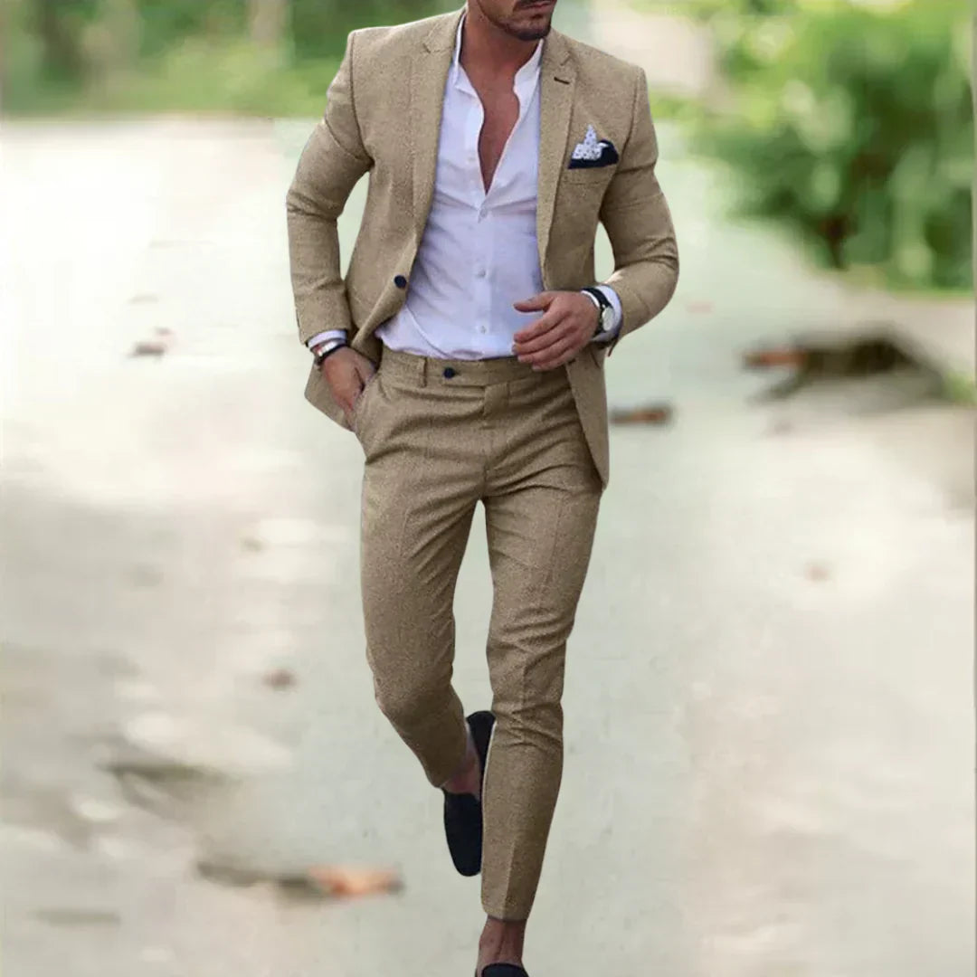 Lichte Heren Linnen Pak – 2-delig, Slim Fit, ideaal voor de zomer, bruiloft & zaken