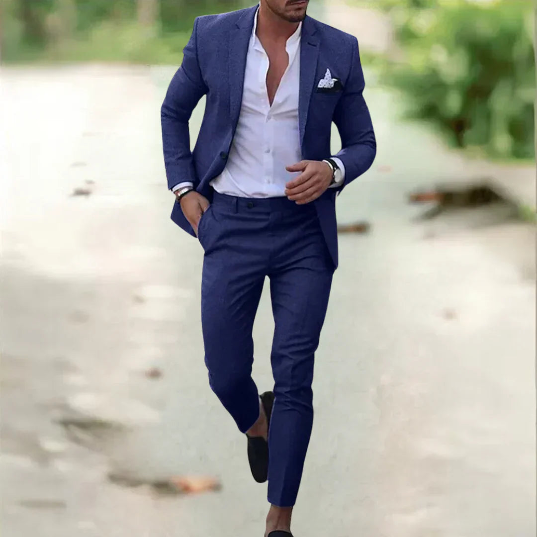 Lichte Heren Linnen Pak – 2-delig, Slim Fit, ideaal voor de zomer, bruiloft & zaken