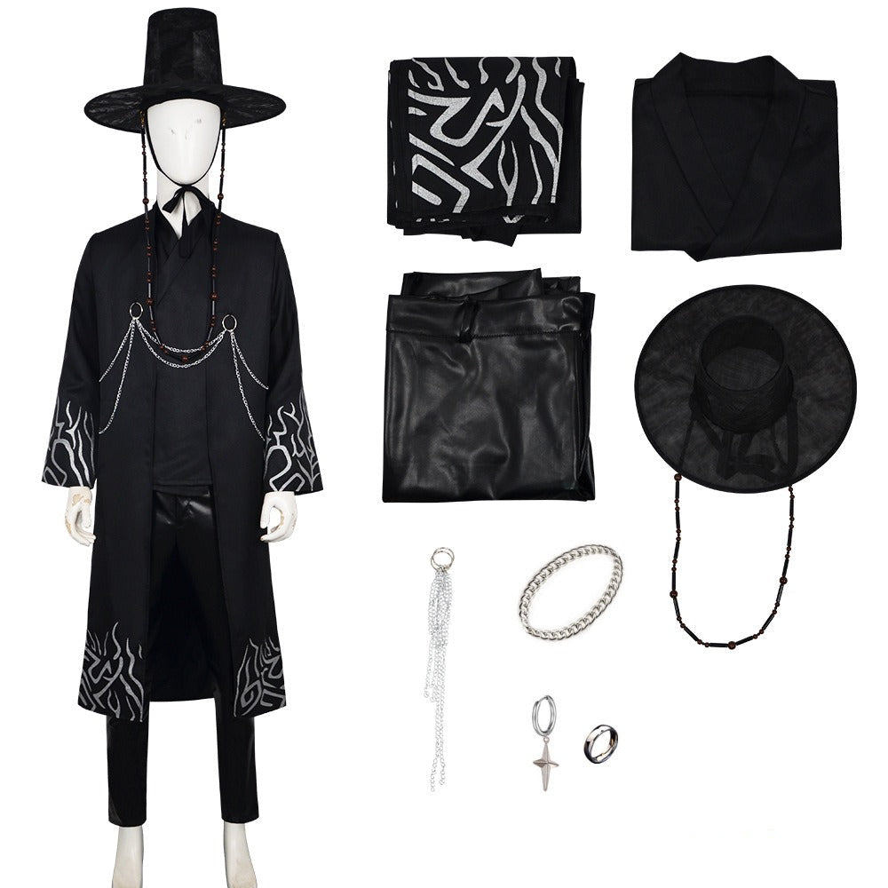 Jongens Zwart Halloween Kostuum Set Koreaanse Hanbok