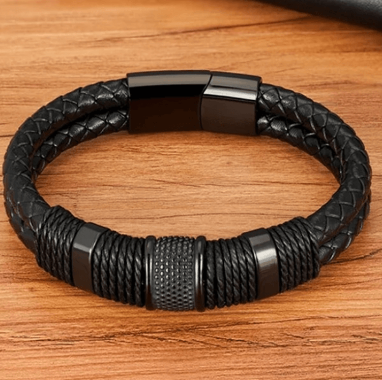 Armband in gevlochten leerstijl