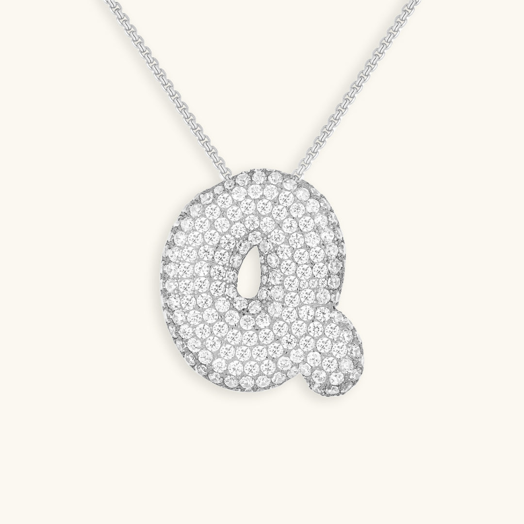 Bubble Initial-Diamant-Halsketting
