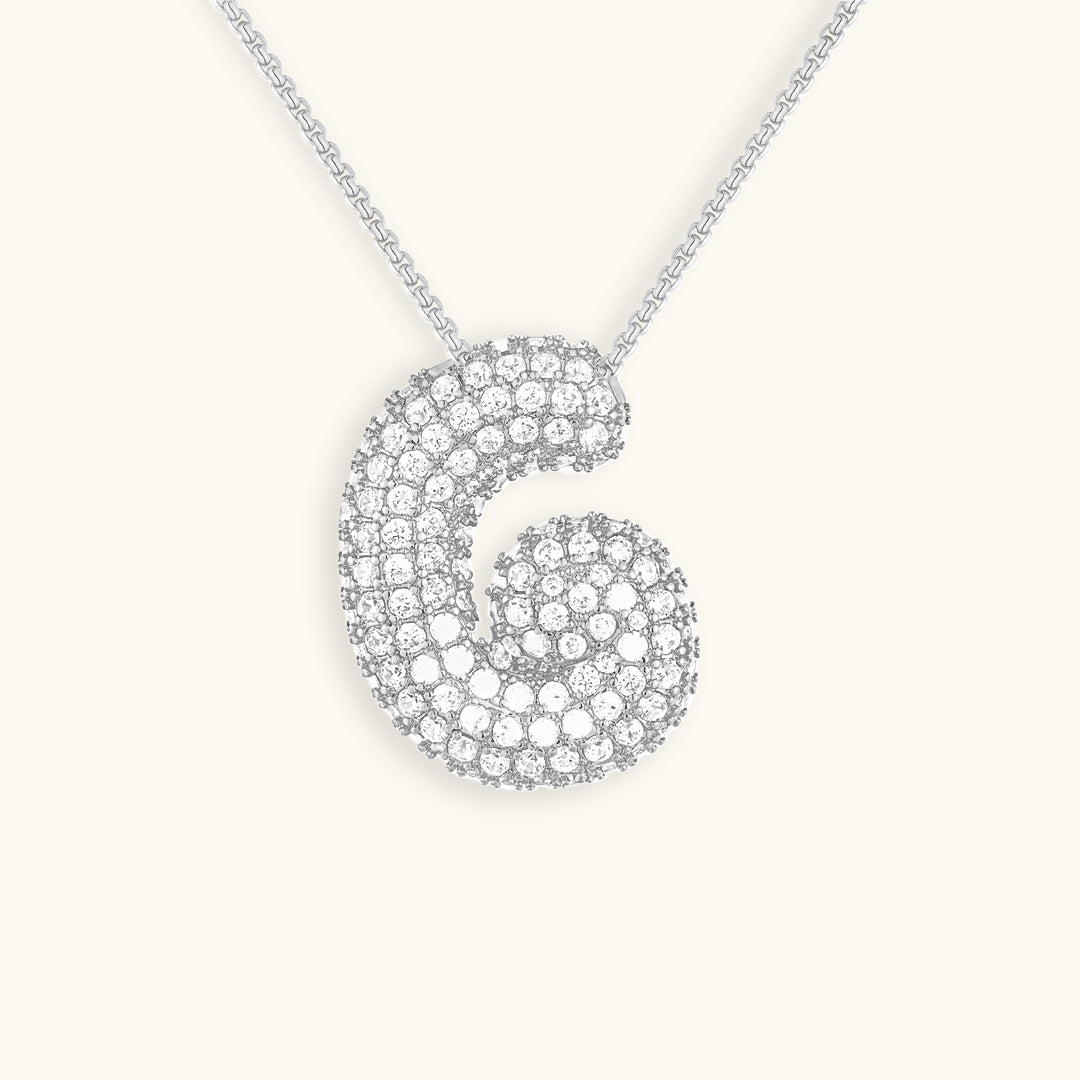 Bubble Initial-Diamant-Halsketting