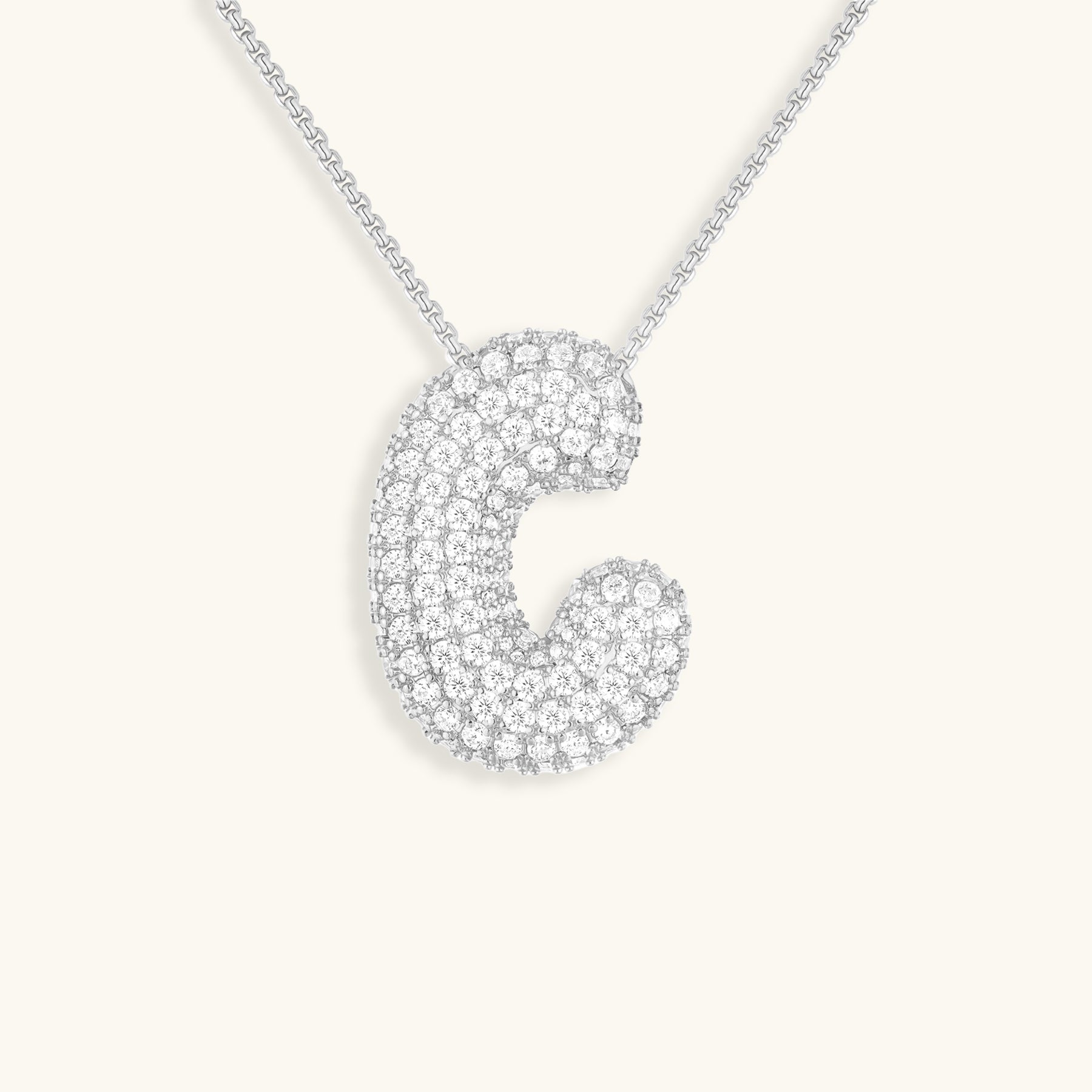 Bubble Initial-Diamant-Halsketting