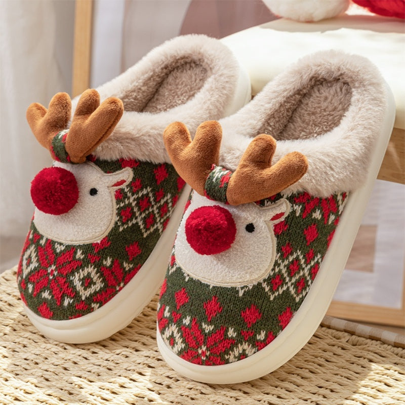 Kerstpantoffels met Geborduurde Stof