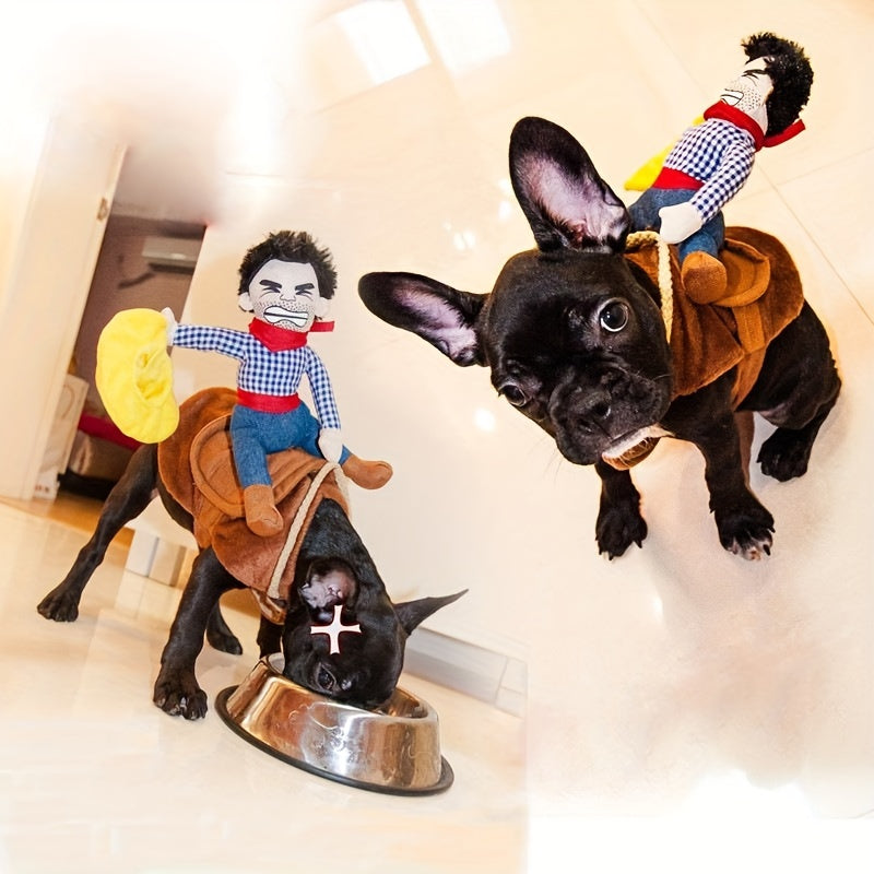 Grappige Rijdende Hond Halloween Kostuum | Pluche Zadel Outfit