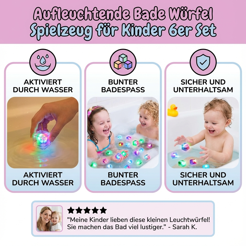 Oplichtende Badblokjes Speelgoed voor Kinderen 6-delig Set