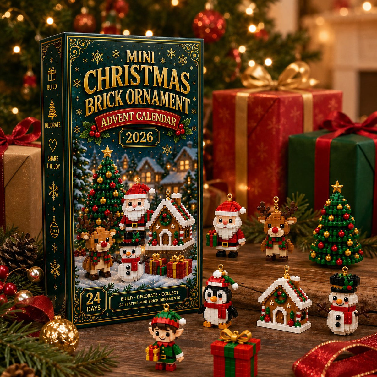 ⏳ Laatste dag om 49% te besparen – 🎄 24-Daagse Mini Kerst Ornament Advent Kalender | 24 unieke feestelijke bouwbare ontwerpen met hanglussen—perfect voor het versieren van kerstbomen, kransen en feestelijke displays 🧱