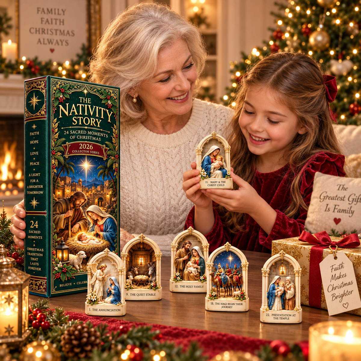 Kerststal Adventskalender 2026 – 24 Kerststal Miniaturen met Christelijke Kerstfiguren