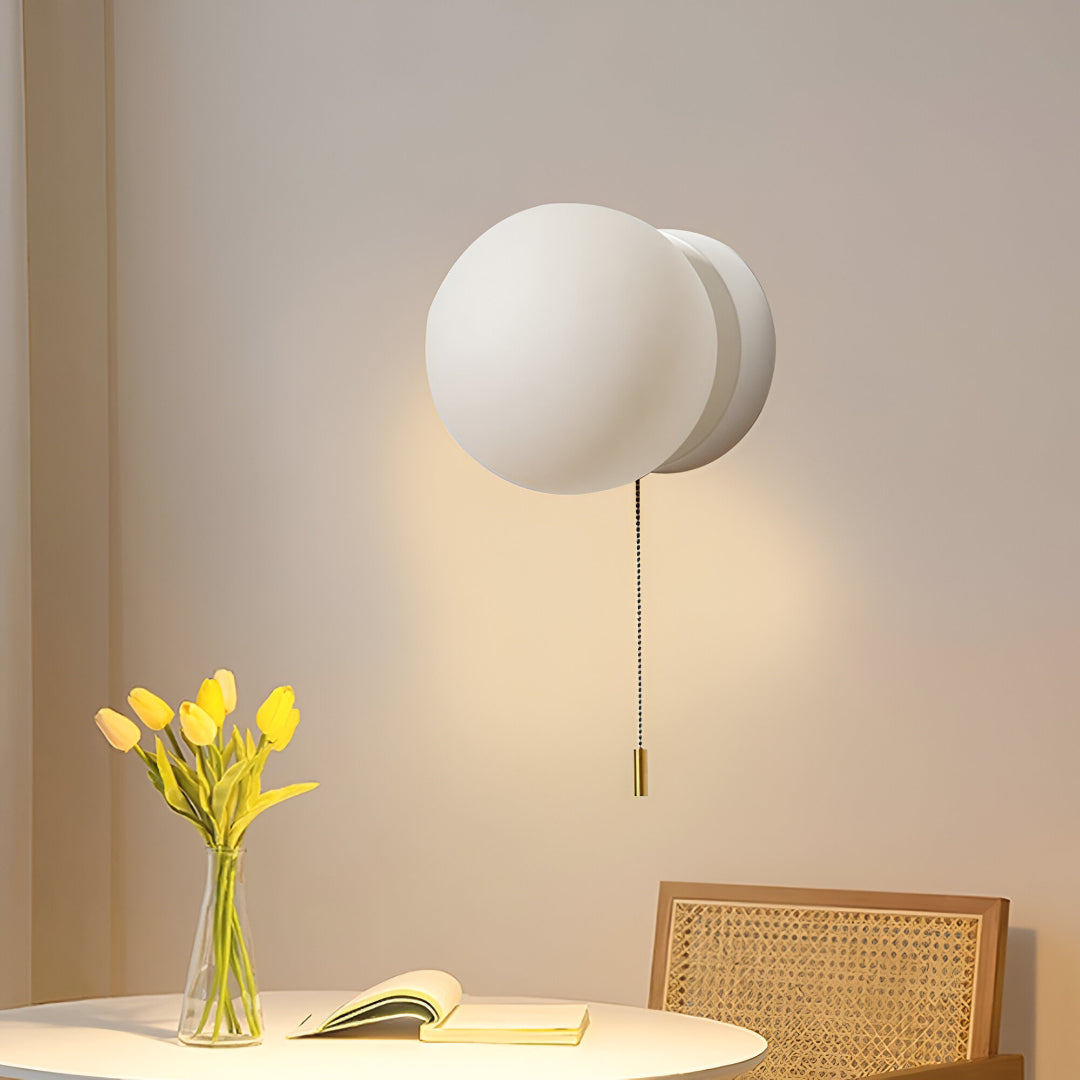 Nordic Minimalist Glas Globe Wandlamp LED 1-Licht met Trekschakelaar