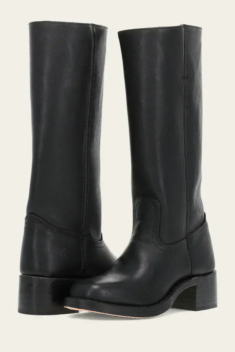WesternSoul hoge dameslaarzen – stijlvolle leren look met blokhak en western-flair