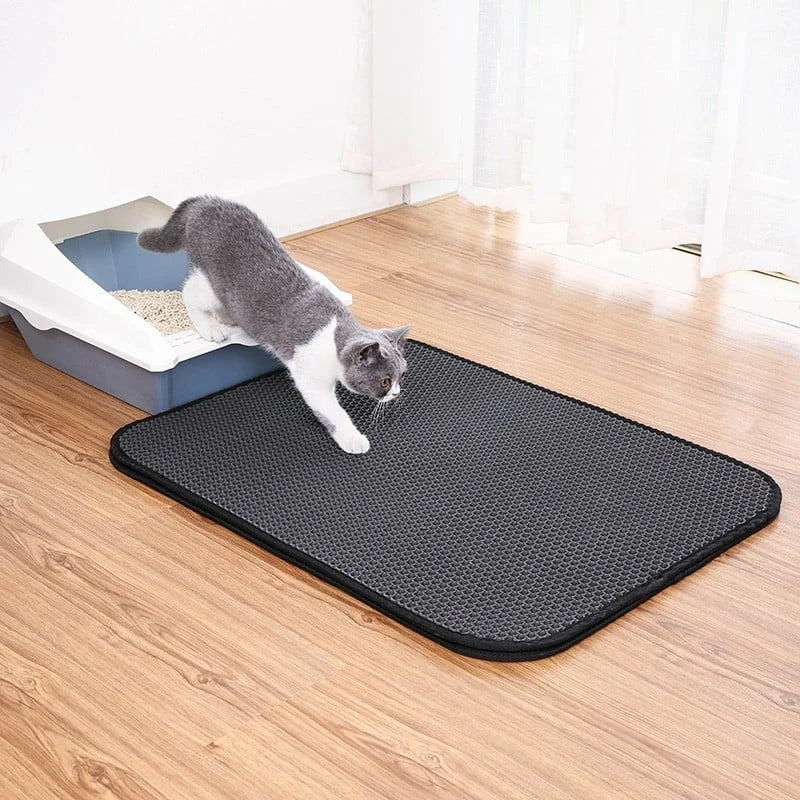 Zachte Waterdichte Kattenbakmat – Gemakkelijke Schoonmaak Kitty Kattenbak Vloermat voor een Net Thuis
