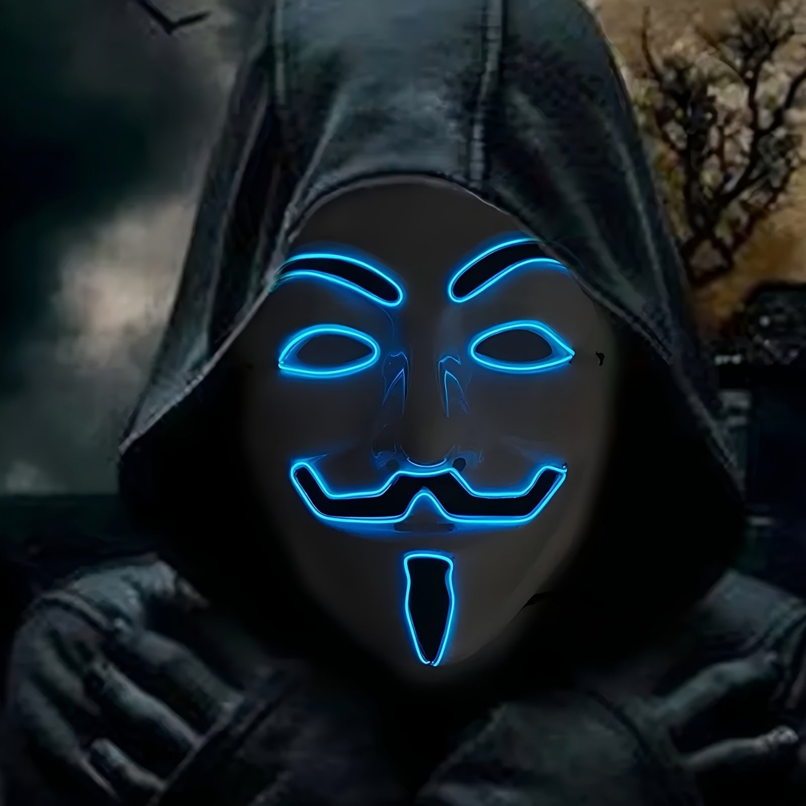 Mannen's Engeleng LED Halloween Masker | Verlichte Anonieme Cosplay