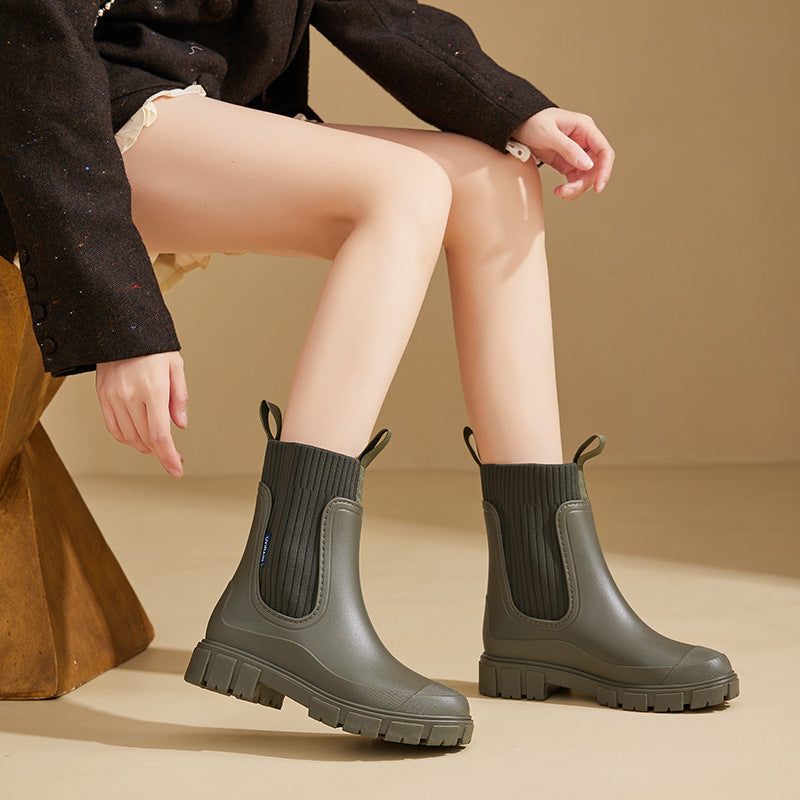 Waterdichte Gummlaarzen voor Dames | Hoogte Verstelbaar Plateau & Antislip PVC-Zool