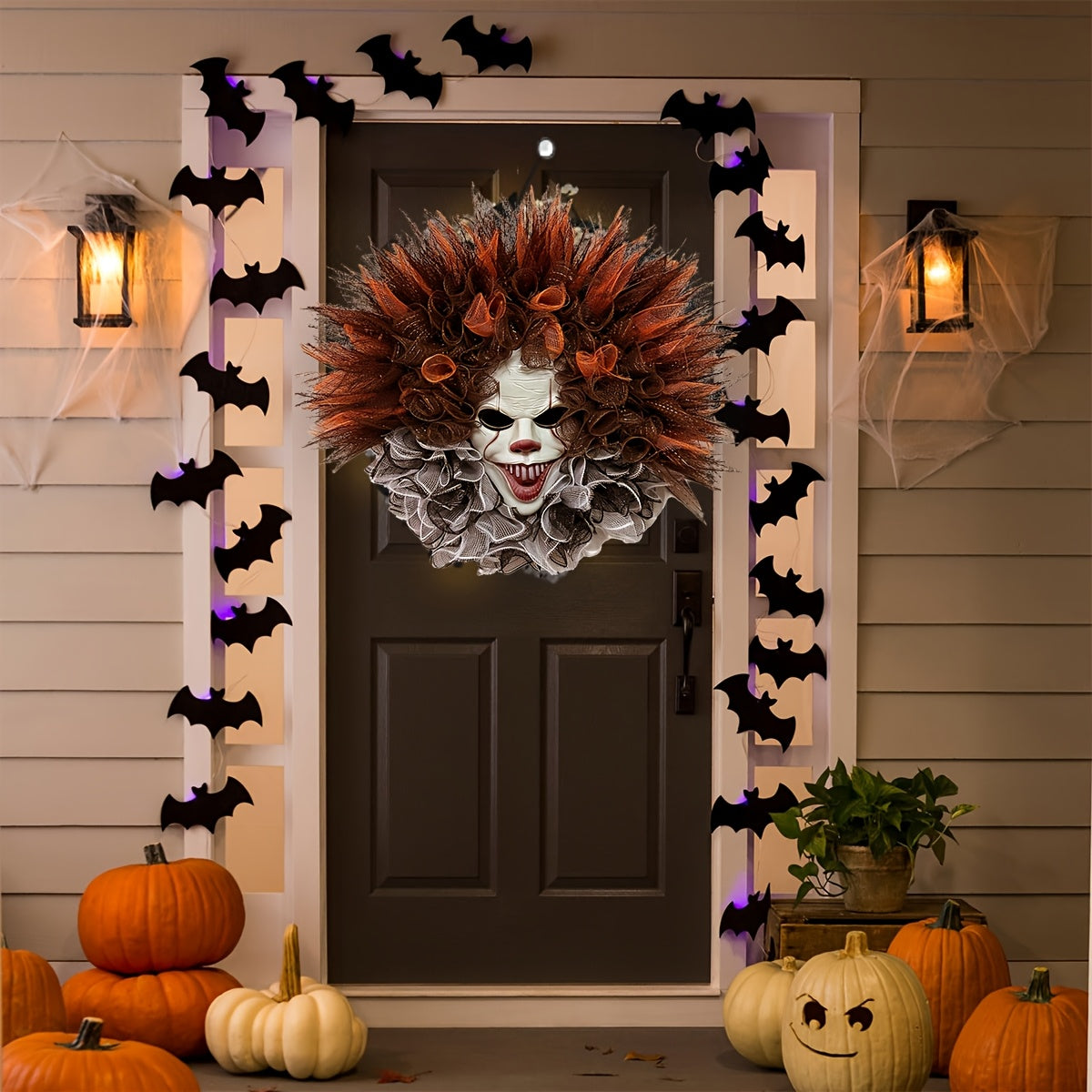 Halloween Engangstige Clown Mesh Krans | Griezelige Deurdecoratie