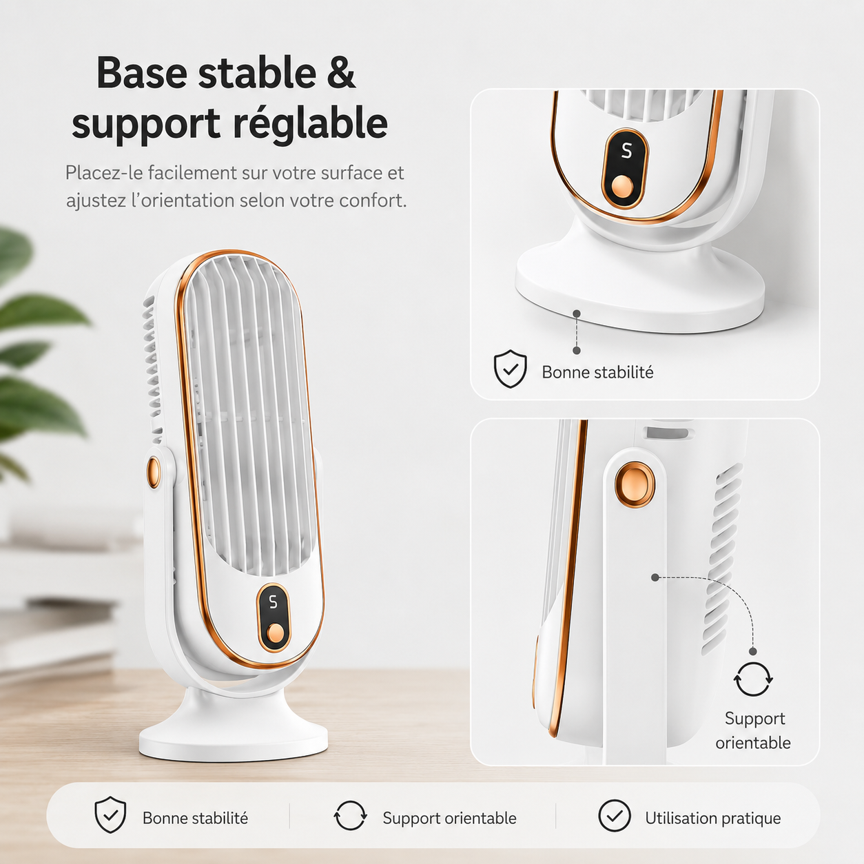 AeroLux Elite Koelventilator | Dubbele Motor, 720° Rotatie, Oplaadbaar via USB & Ultra Stil voor Ultiem Comfort Overal