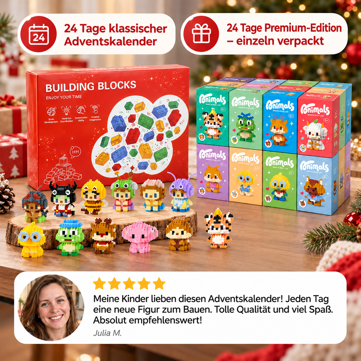 Dieren Bouwstenen Adventskalender – 24 Dagen Vol Schattige Bouwfiguren