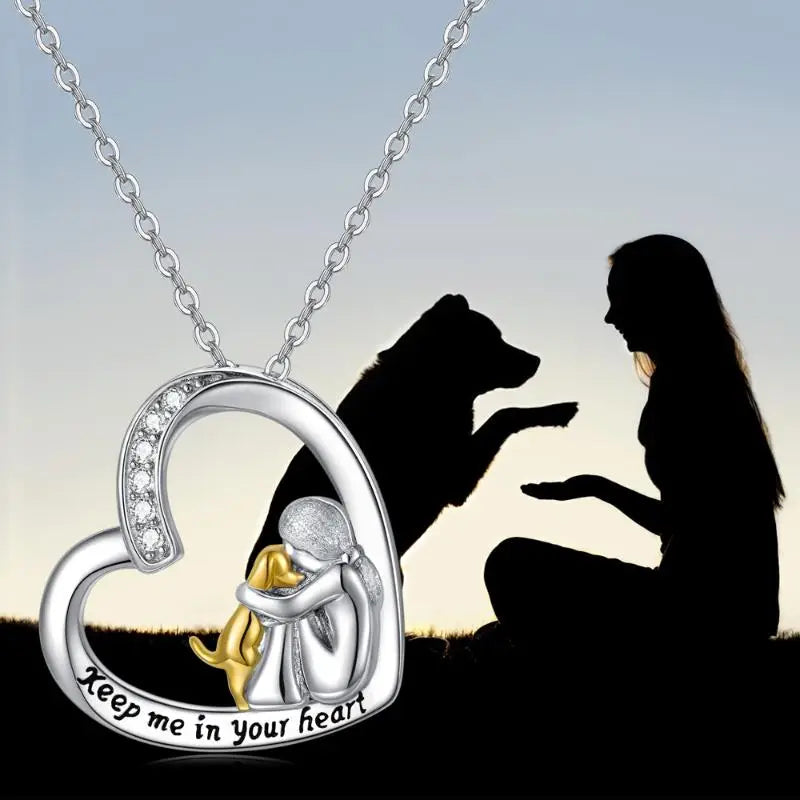SilverHeart | Zilveren Ketting met Hart Hond en Zirkonia Steen