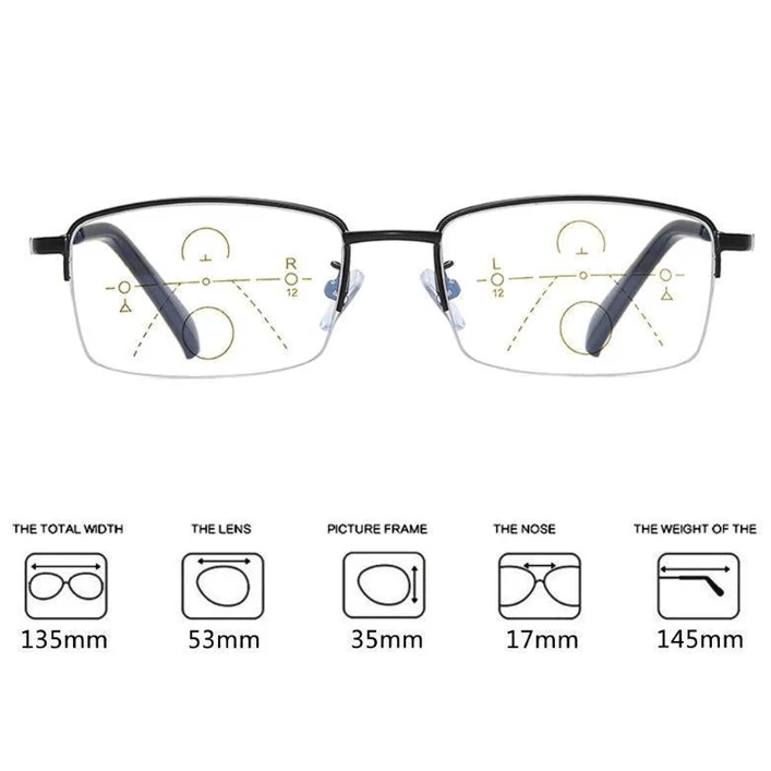 Titanium Progressieve Ver- en Nabereik Dual-Use Leesbril