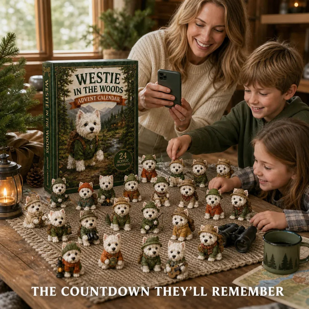 🐶2D Westie In The Woods Adventskalender 2026 - 24-Daagse Feestelijke Aftelling - Cadeau Voor Hondenliefhebbers