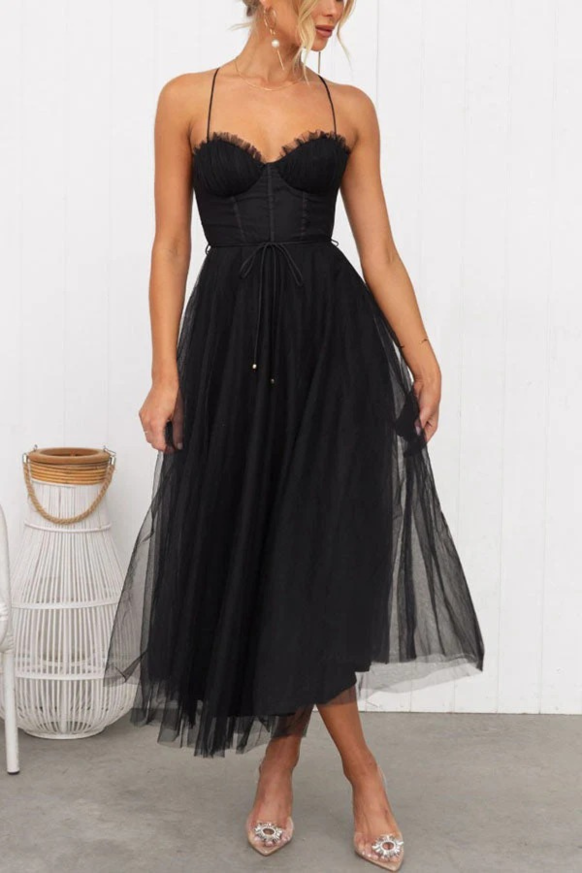 Dames elegant vloeiend jurk voor bruiloftsgasten | Midi