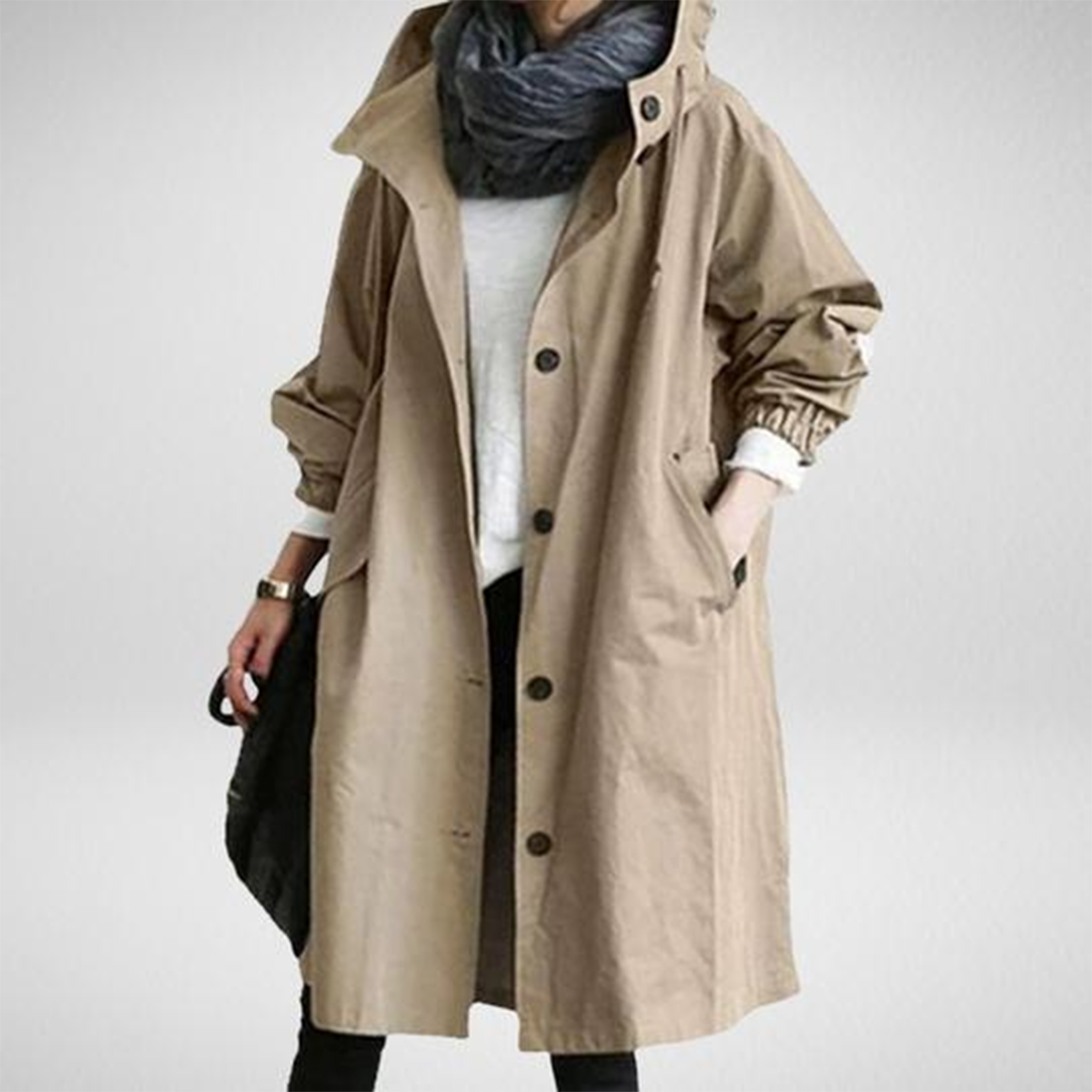 Lange Damesregenjas Elise – Trendy Herfstjas met Capuchon