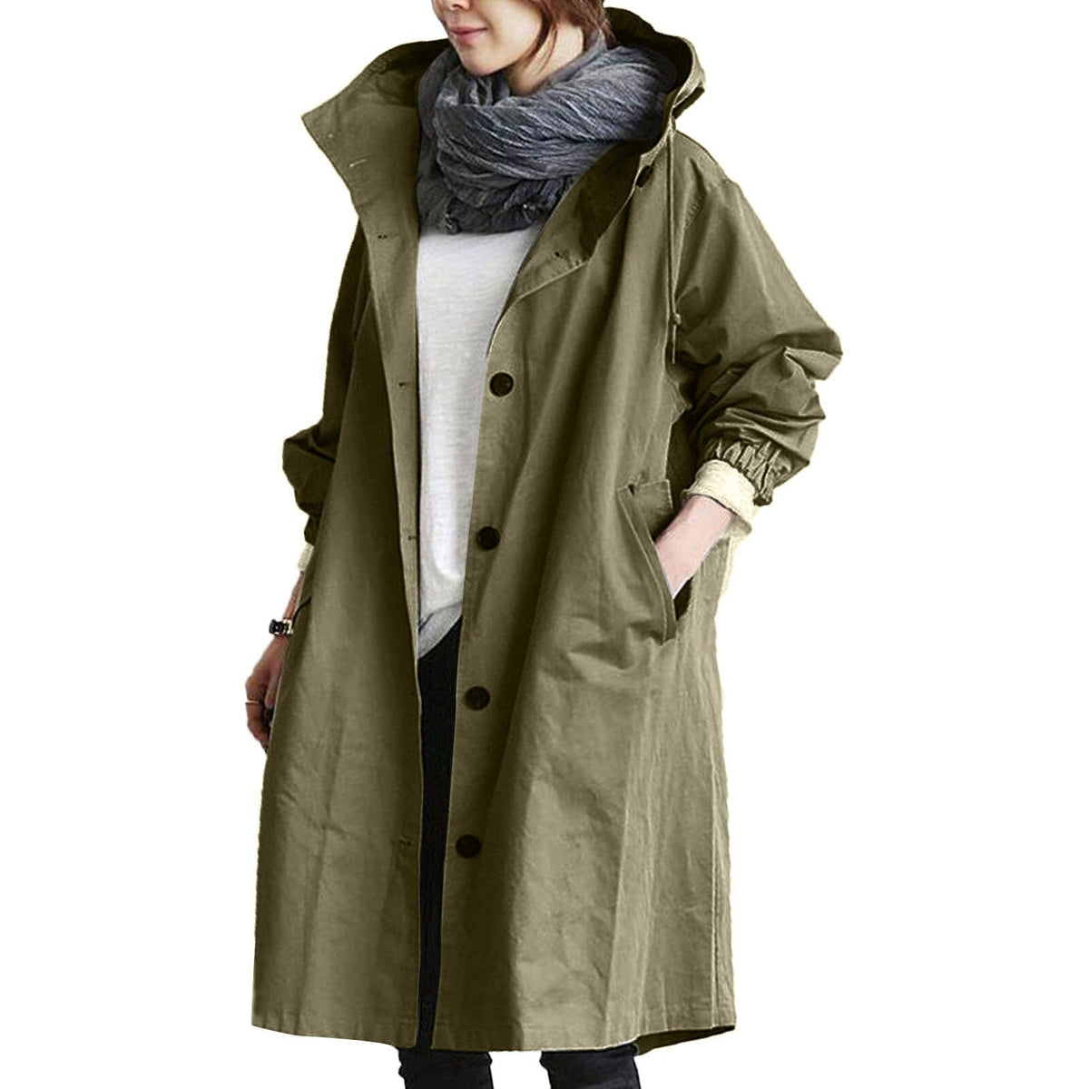 Lange Damesregenjas Elise – Trendy Herfstjas met Capuchon