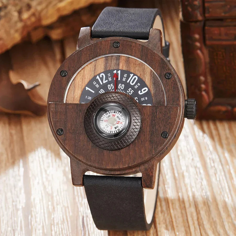 RAMON - HOUTEN HORLOGES MET LEEREN BAND